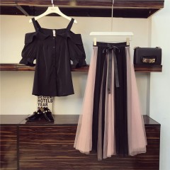 套裝大碼女裝2020新款春夏裝顯瘦洋氣胖妹妹連衣裙兩件套裝