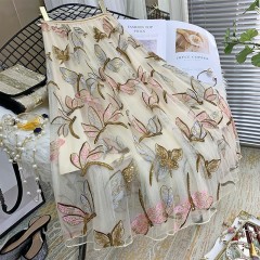 重工亮片刺繡半身裙女夏2020新款垂感網(wǎng)紗裙中長款a字裙超仙長裙