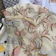 重工亮片刺繡半身裙女夏2020新款垂感網(wǎng)紗裙中長款a字裙超仙長裙