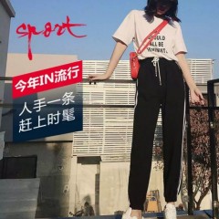 2020年春夏季學生女運動褲休閑百搭束腳款原宿風街頭少女燈籠褲